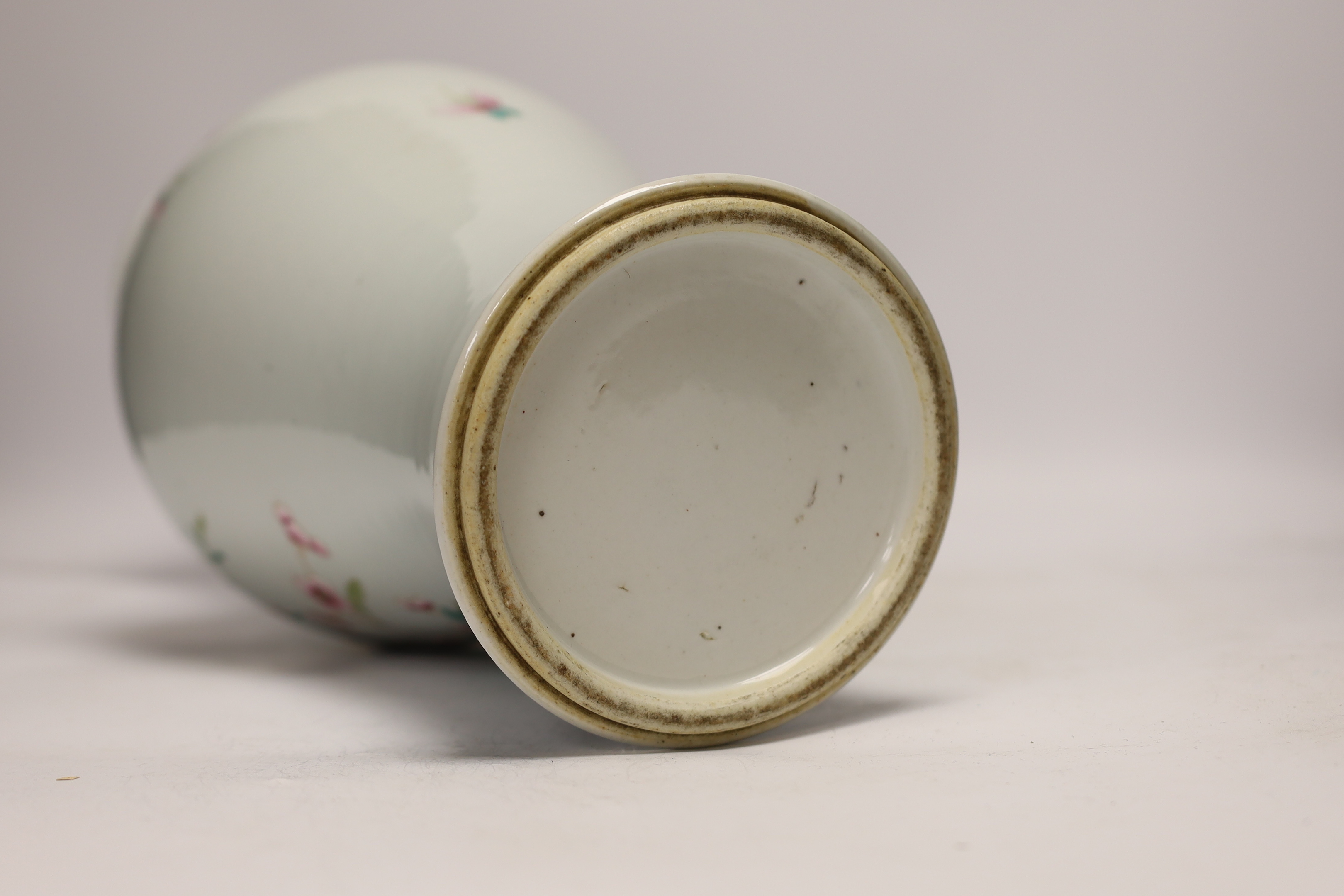 A large Chinese famille rose vase, late 19th century, neck restored, 46cm high